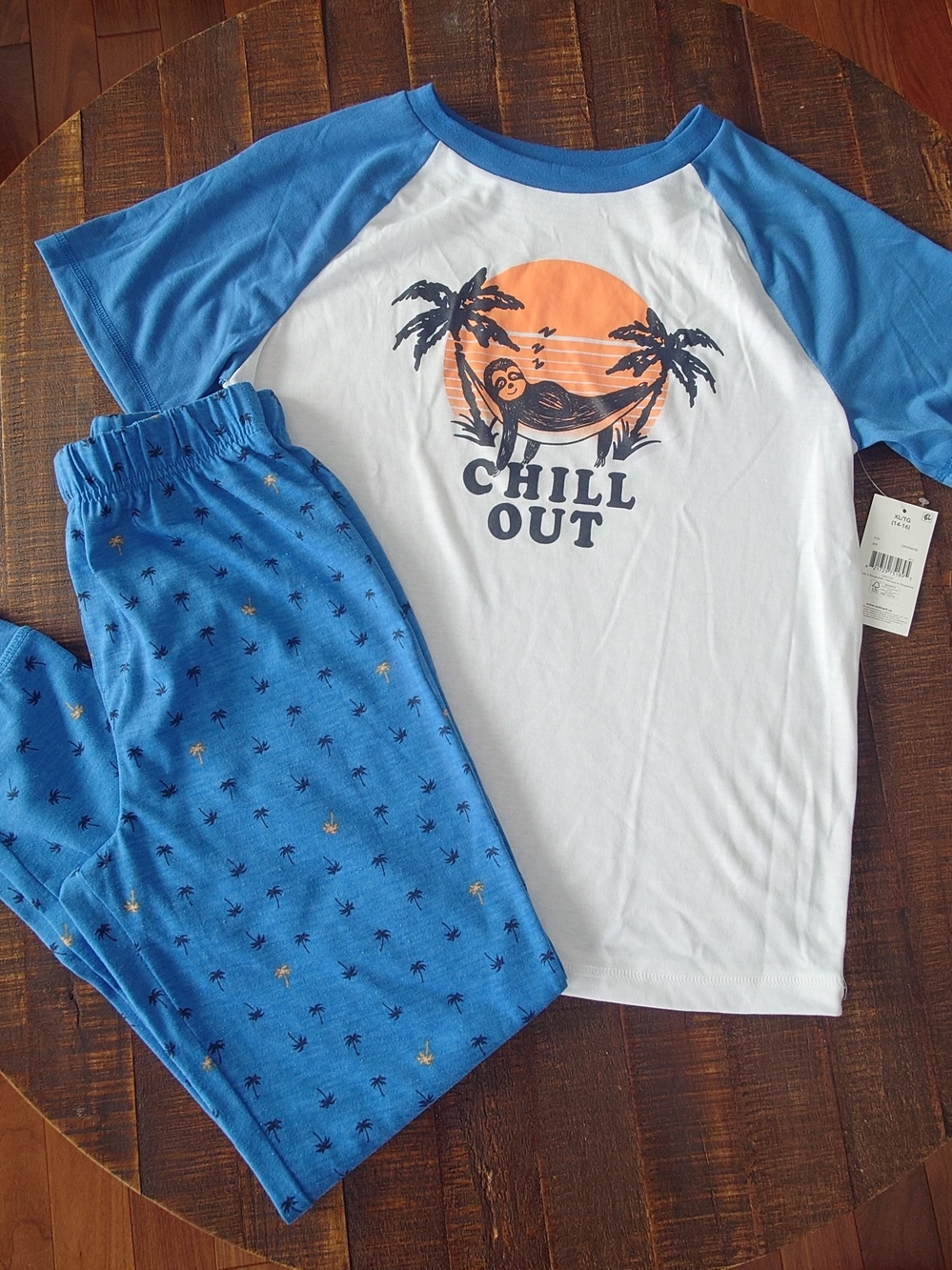 George Blue & White "Chill Out" Sloth Pajama Set